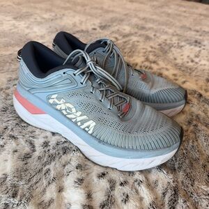Hoka Bondi Blue and Pink Athletic Shoes